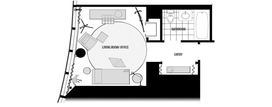 Esquire Downtown Floor Plan - Floor Plan/ 322sqft