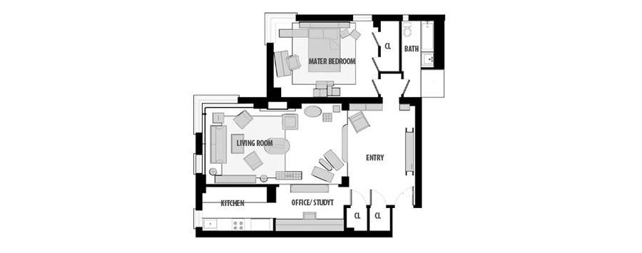 Village Writer’s Retreat Floor Plan - Floor Plan/ 1158sqft