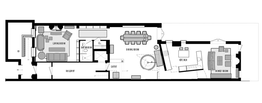 Murray Hill Townhouse First Floor Paln - First Floor Plan/ 1802sqft